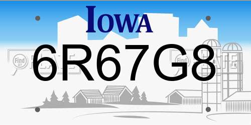 6R67G8 Iowa License Plate