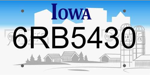 6RB5430 Iowa License Plate