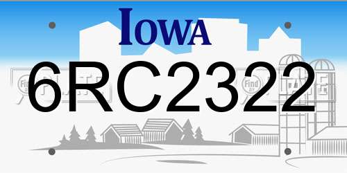 6RC2322 Iowa License Plate
