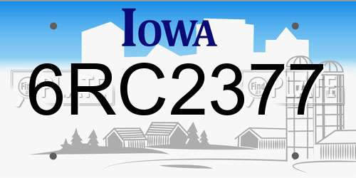 6RC2377 Iowa License Plate