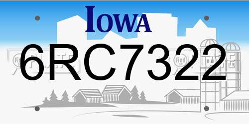 6RC7322 Iowa License Plate