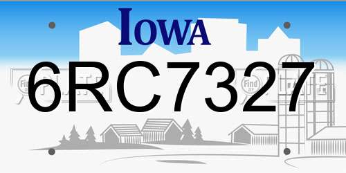 6RC7327 Iowa License Plate