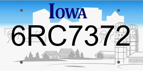 6RC7372 Iowa License Plate