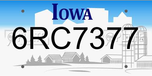 6RC7377 Iowa License Plate