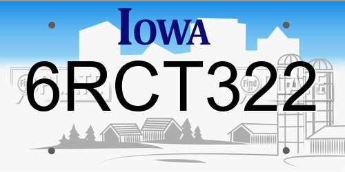 6RCT322 Iowa License Plate