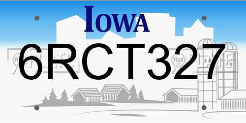 6RCT327 Iowa License Plate
