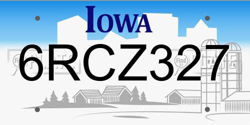 6RCZ327 Iowa License Plate