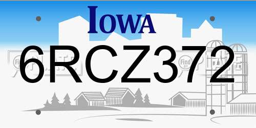 6RCZ372 Iowa License Plate