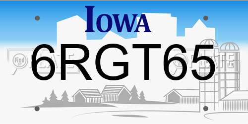 6RGT65 Iowa License Plate