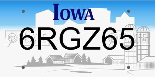 6RGZ65 Iowa License Plate
