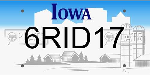 6RID17 Iowa License Plate