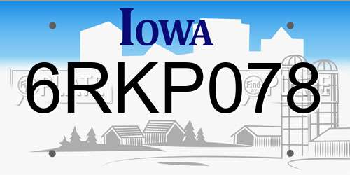 6RKP078 Iowa License Plate