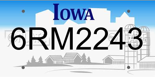 6RM2243 Iowa License Plate