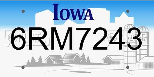 6RM7243 Iowa License Plate