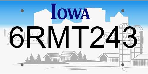 6RMT243 Iowa License Plate