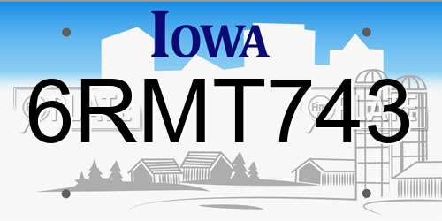 6RMT743 Iowa License Plate