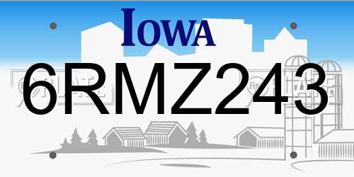 6RMZ243 Iowa License Plate