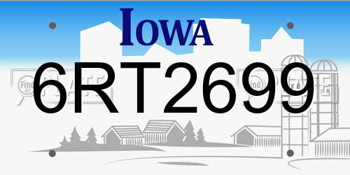 6RT2699 Iowa License Plate