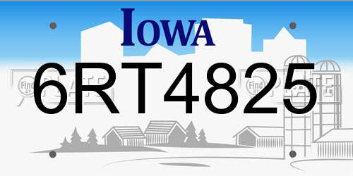 6RT4825 Iowa License Plate