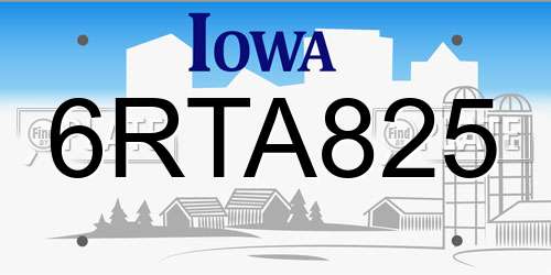 6RTA825 Iowa License Plate