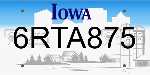6RTA875 Iowa License Plate