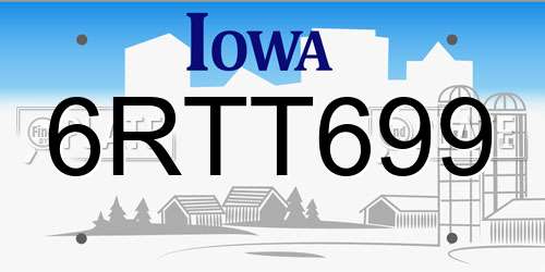 6RTT699 Iowa License Plate
