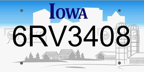 6RV3408 Iowa License Plate