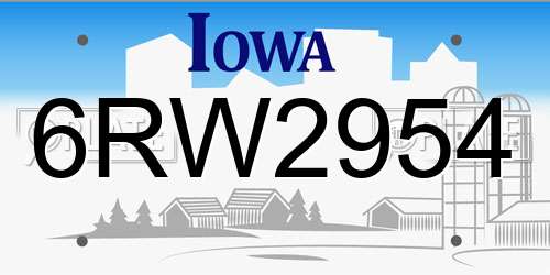6RW2954 Iowa License Plate