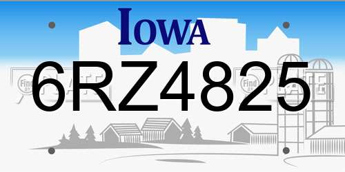 6RZ4825 Iowa License Plate