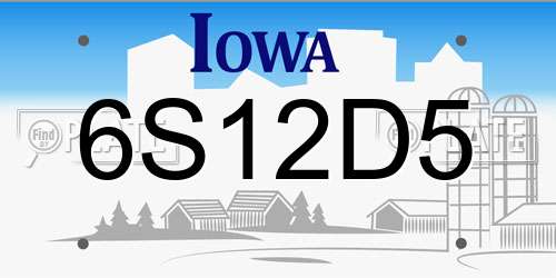 6S12D5 Iowa License Plate