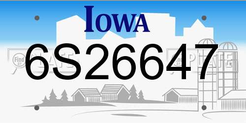 6S26647 Iowa License Plate
