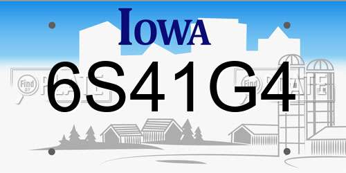 6S41G4 Iowa License Plate