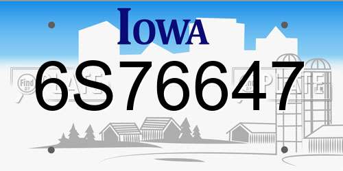 6S76647 Iowa License Plate
