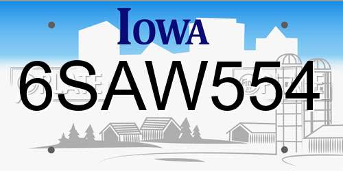 6SAW554 Iowa License Plate