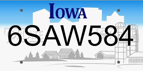 6SAW584 Iowa License Plate