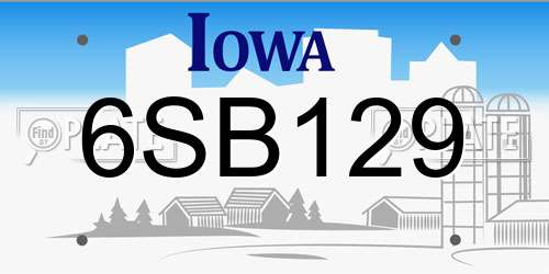 6SB129 Iowa License Plate