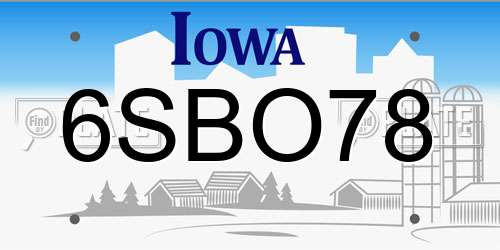 6SBO78 Iowa License Plate