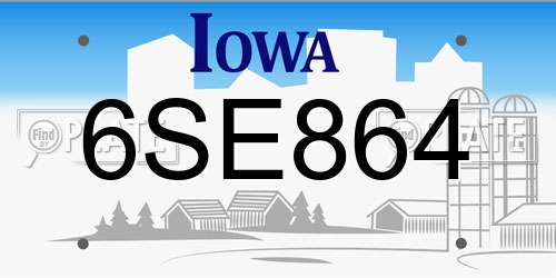 6SE864 Iowa License Plate