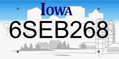 6SEB268 Iowa License Plate