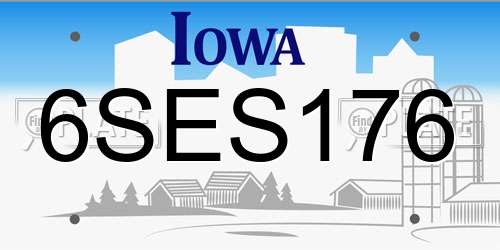 6SES176 Iowa License Plate