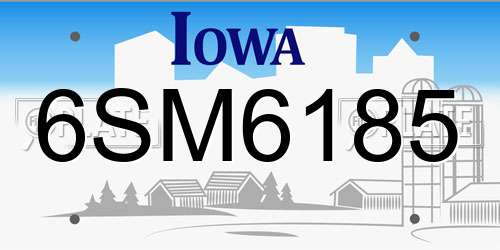 6SM6185 Iowa License Plate