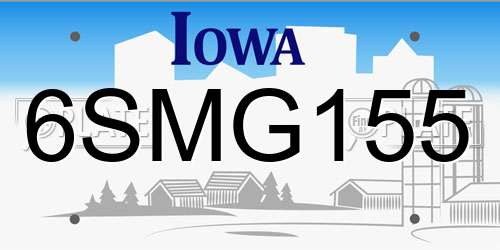 6SMG155 Iowa License Plate