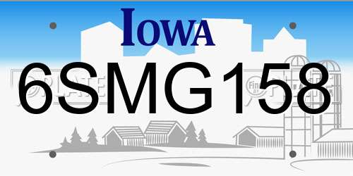 6SMG158 Iowa License Plate