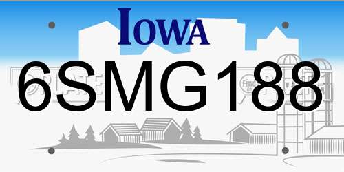 6SMG188 Iowa License Plate