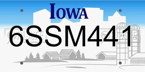 6SSM441 Iowa License Plate