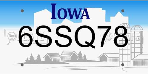 6SSQ78 Iowa License Plate
