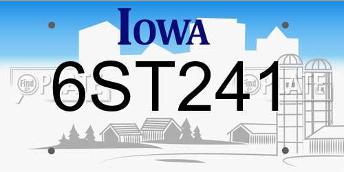 6ST241 Iowa License Plate