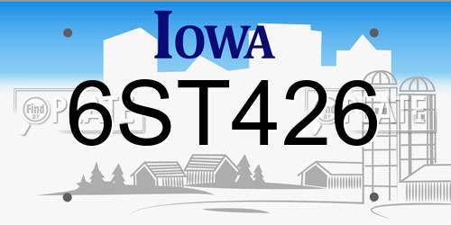 6ST426 Iowa License Plate