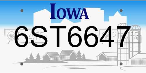 6ST6647 Iowa License Plate