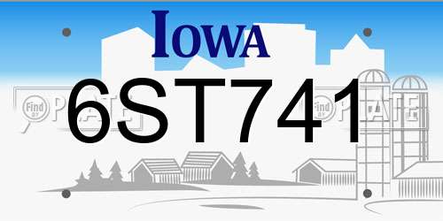 6ST741 Iowa License Plate